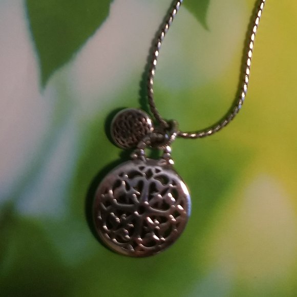 Brighton silver 3D round drop pendant with celtic cut outs NWOT - Picture 4 of 5